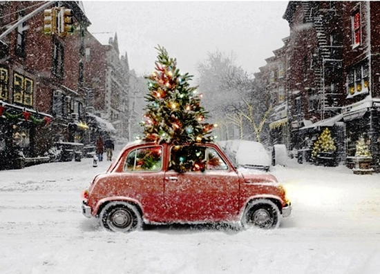 Christmas-tree-car-in-the-snow